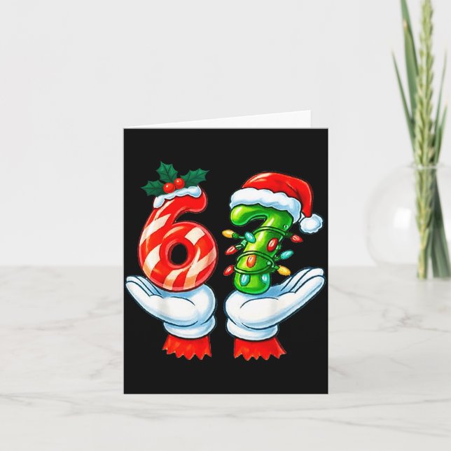 Cartão 67 Christmas 67 Meme Gen Alpha Slang Candy Cane Xm (Frente)