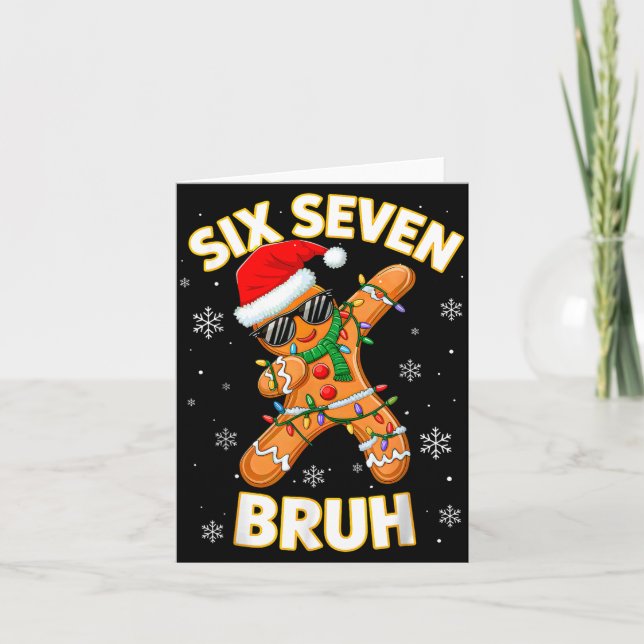 Cartão 67 Christmas 6 7 Meme Gingerbread Man Xmas Pajamas (Frente)