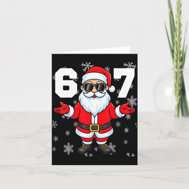 Cartão 67 Christmas 6 7 Meme Pajamas 67 Bruh Slang  (Frente)