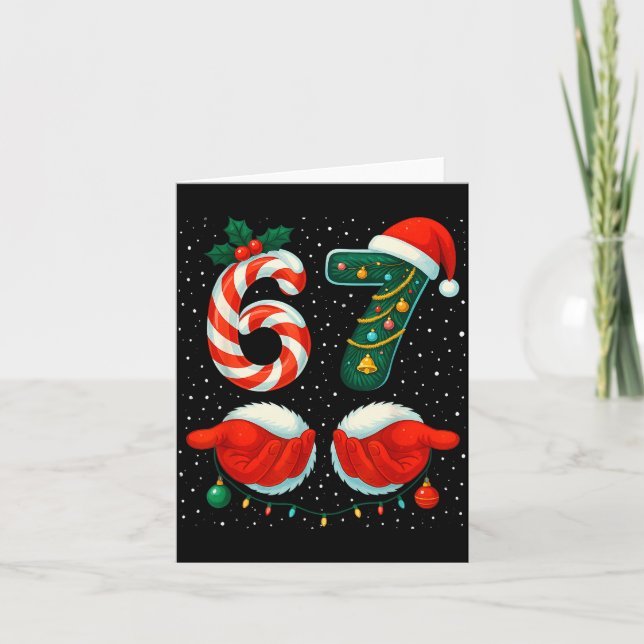 Cartão 67 Christmas 6 7 Meme Pajamas Holiday Gen Alpha Sl (Frente)