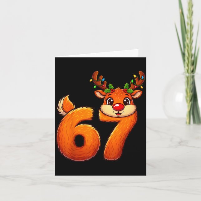 Cartão 67 Christmas Funny Reindeer Bruh Meme Pajamas Wome (Frente)