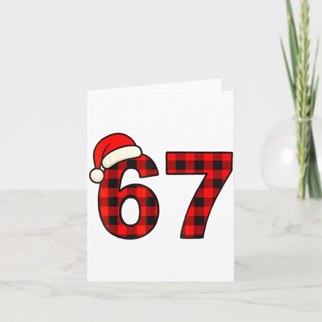 Cartão 67 Christmas Funny Six Seven Meme Brainrot Plaid S (Frente)