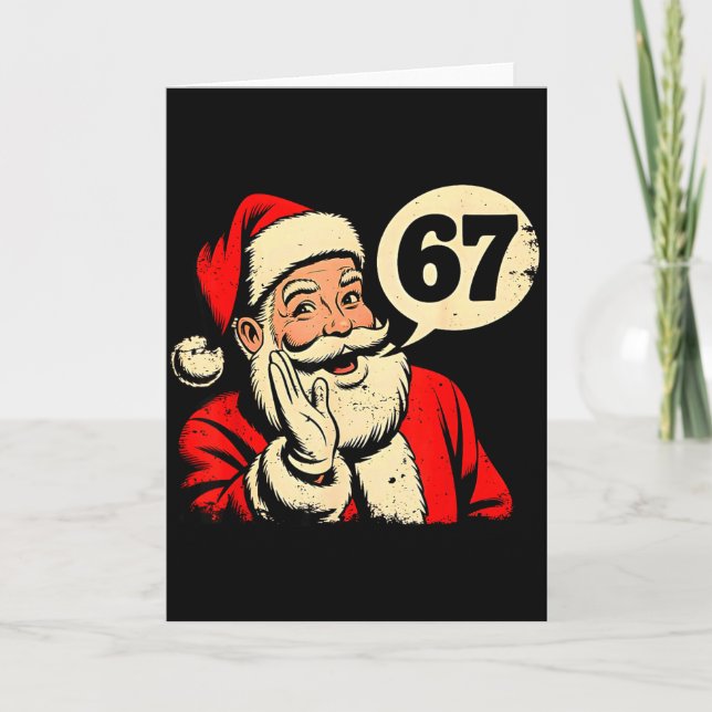 Cartão 67 Christmas Funny Six Seven Meme Brainrot Santa C (Frente)