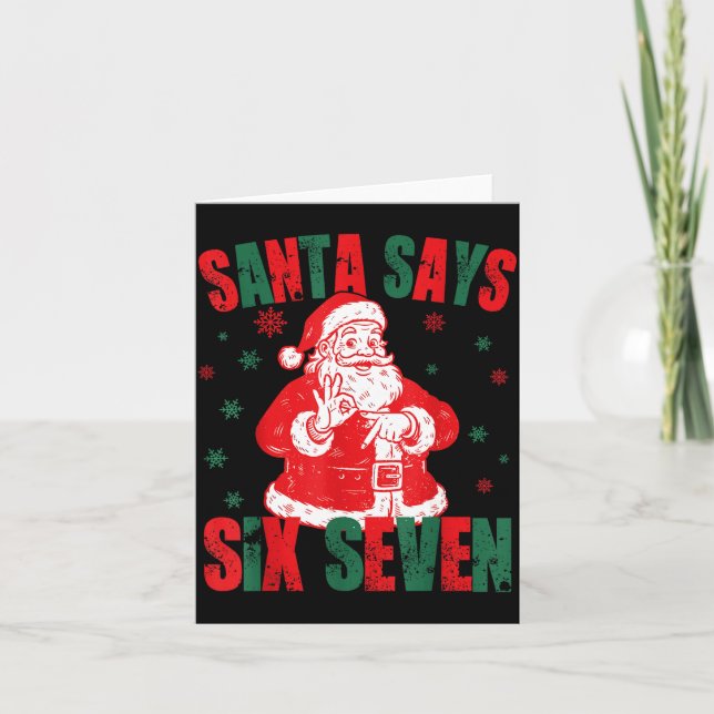 Cartão 67 Christmas Funny Six Seven Meme Brainrot Santa K (Frente)