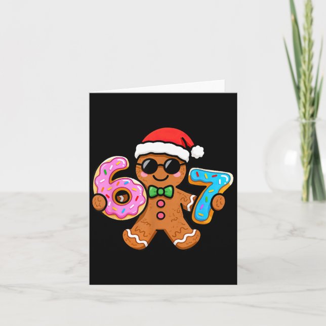 Cartão 67 Christmas Gingerbread Six Seven Meme Gen Alpha  (Frente)