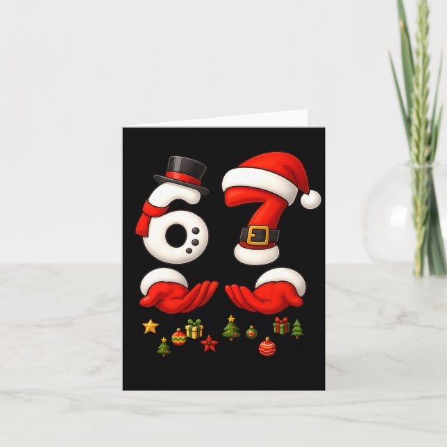 Cartão 67 Christmas Meme Funny 6 7 Hands Gen Alpha Slang  (Frente)