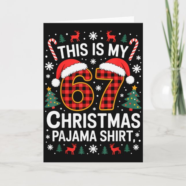 Cartão 67 Christmas Pajama Shirt Funny Six Seven Meme Bra (Frente)
