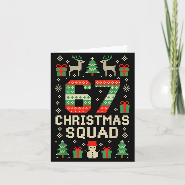 Cartão 67 Christmas Squad Brainrot Meme Ugly Xmas Six Sev (Frente)