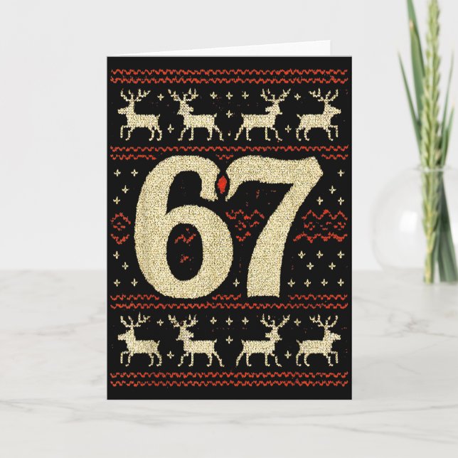 Cartão 67 Christmas Sweater Ugly 6 7 Meme Six Seven Mason (Frente)