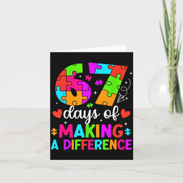 Cartão 67 Days Of Making A Difference Funny Teacher Stude (Frente)