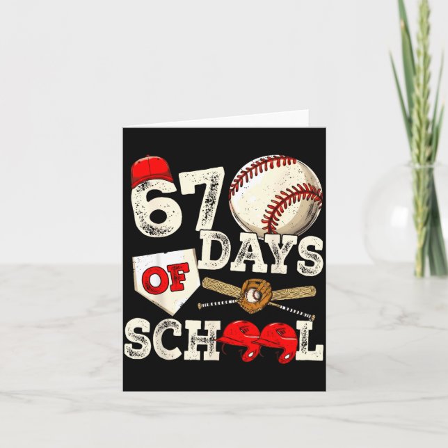 Cartão 67 Days Of School 67th Day Funny Baseball Meme Men (Frente)