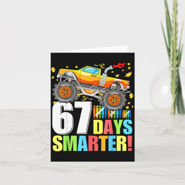 Cartão 67 Days Of School Smarter Funny Six Seven Monster  (Frente)