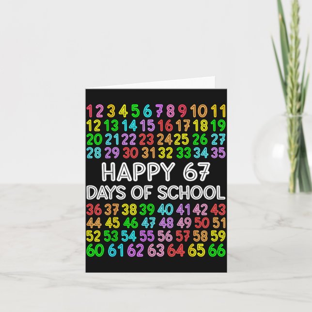 Cartão 67 Days Of School Teacher Kids Boy 67 Math Numbers (Frente)