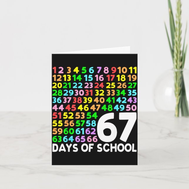 Cartão 67 Days Of School Teacher Kids Boy 67 Math Numbers (Frente)