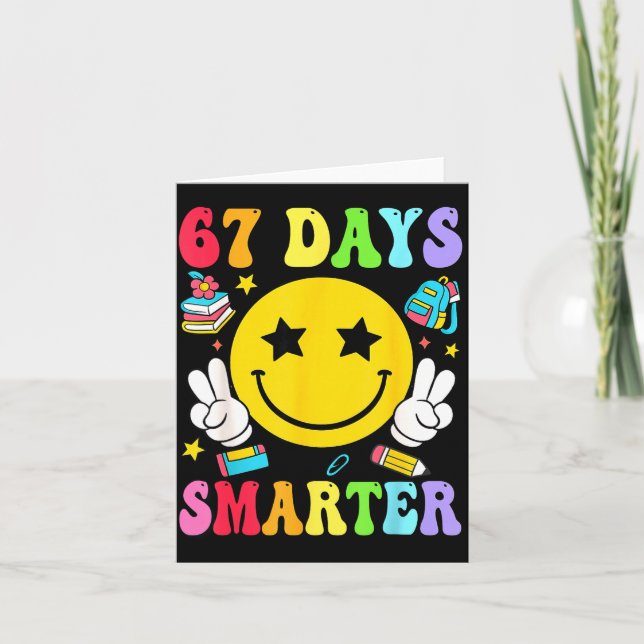 Cartão 67 Days Smarter 67 Days Of School Teacher Student  (Frente)