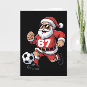 Cartão 67 Design de Papai Noel de Futebol para Fãs de Esp