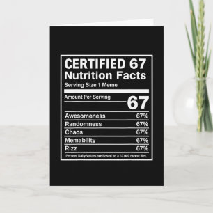 Cartão 67 Fatos Nutricionais de Meme Engraçados - Geração