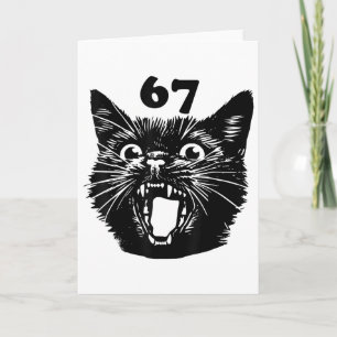 Cartão 67 Gato Preto Halloween Brainrot Meme Seis Sete Ga