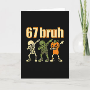 Cartão 67 Halloween Bruh Engraçado Meme Brainrot Seis Set