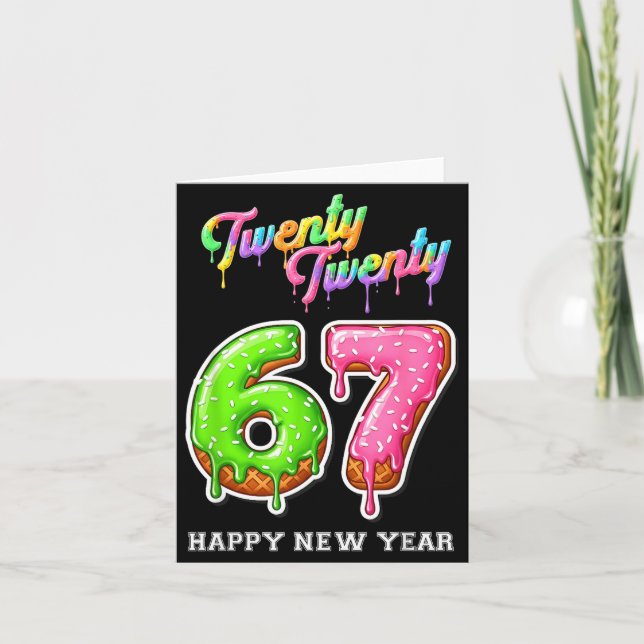 Cartão 67 Happy New Year's Eve Six Seven Funny 2026 Brain (Frente)