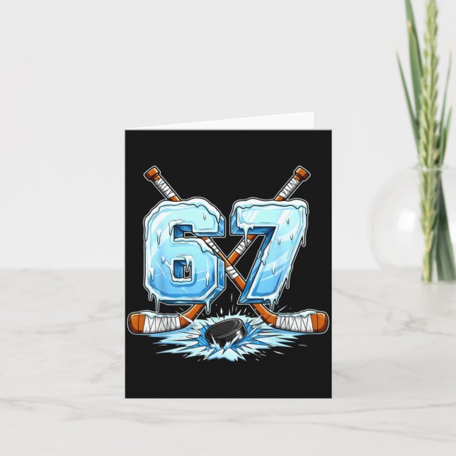 Cartão 67 Hockey Drip Number Funny Meme Style Boys Graphi (Frente)