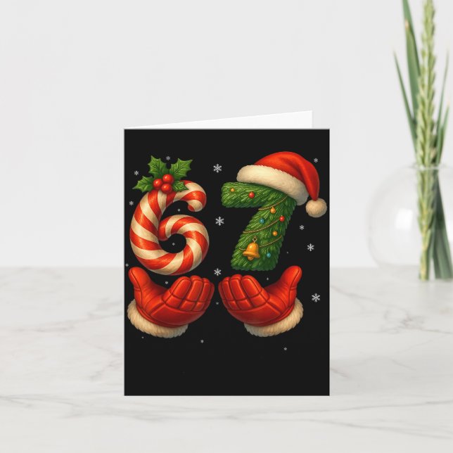 Cartão 67 Hockey Hands Funny Christmas Meme Santa  (Frente)