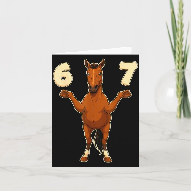 Cartão 67 Horse Funny Gen Alpha Slang Kids Teens Number T (Frente)