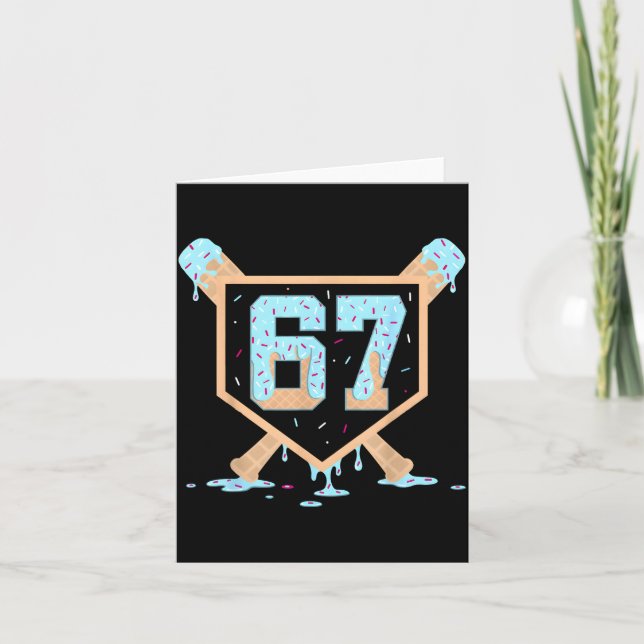 Cartão 67 Ice Cream Drip Baseball Meme Funny Six Seven Ge (Frente)