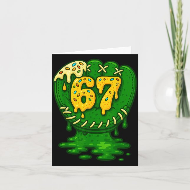 Cartão 67 Ice Cream Drip Funny Six Seven Baseball  (Frente)