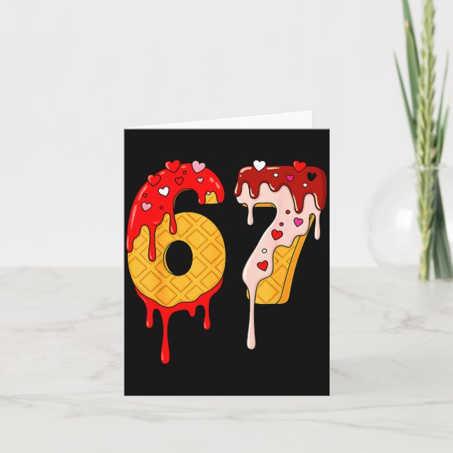 Cartão 67 Ice Cream Drip Meme Funny Six Seven Valentine D (Frente)