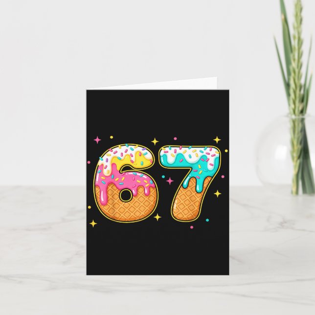 Cartão 67 Ice Cream Drip Meme Six Seven Gen Alpha Slang  (Frente)