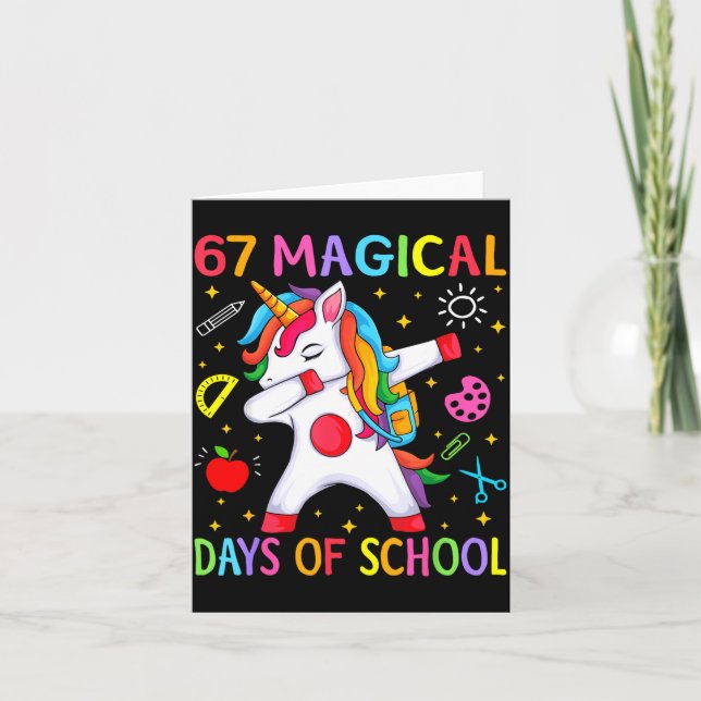 Cartão 67 Magical Days Of School Unicorn Six Seven Teache (Frente)
