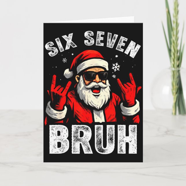 Cartão 67 Meme 6 7 Funny Christmas Santa Rock On Six Seve (Frente)