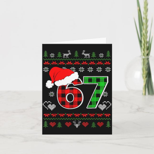 Cartão 67 Meme Christmas Six Seven Xmas Ugly Sweater Men  (Frente)