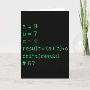 Cartão 67 Meme Código Python Resultado Humor Geek Seis Se
