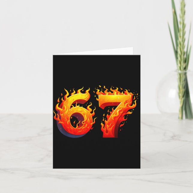 Cartão 67 Meme Flames Funny Six Seven Gen Alpha Slang Gra (Frente)