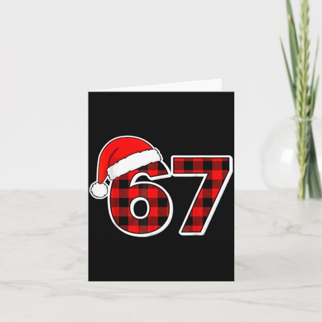 Cartão 67 Meme Funny Christmas Red Plaid Xmas Pajamas Sla (Frente)