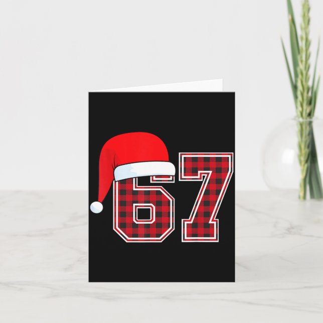 Cartão 67 Meme Funny Christmas Red Plaid Xmas Pajamas Sla (Frente)