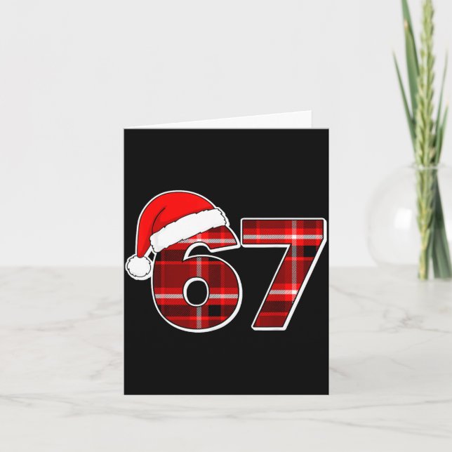 Cartão 67 Meme Funny Christmas Red Plaid Xmas Pajamas Sla (Frente)