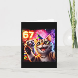 Cartão 67 Meme Gato Guaxinim Ano Novo Selfie Divertido An