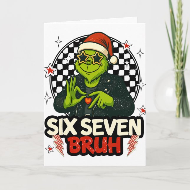 Cartão 67 Meme Humor 6-7 Funny Six Seven Christmas  (Frente)