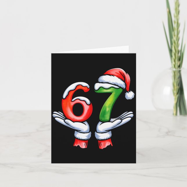 Cartão 67 Meme Santa Claus Hand Funny Six Seven Christmas (Frente)