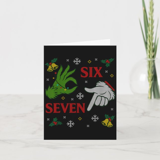 Cartão 67 Meme Santa Hands Christmas Ugly Sweater Xmas Ce (Frente)