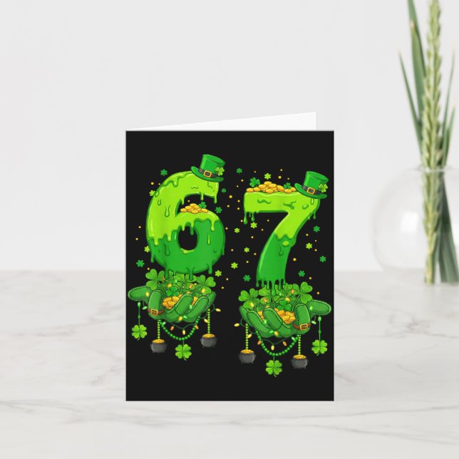 Cartão 67 Meme Shamrocks Six Seven Shamrocks 6-7 St Patri (Frente)