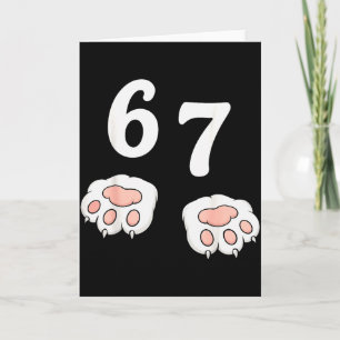 Cartão 67 Meme Six Seven 6 7 Camisa Meme Gato Engraçado 6