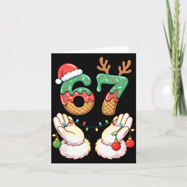 Cartão 67 Meme Six Seven 6 7 Meme Funny Christmas Santa R (Frente)