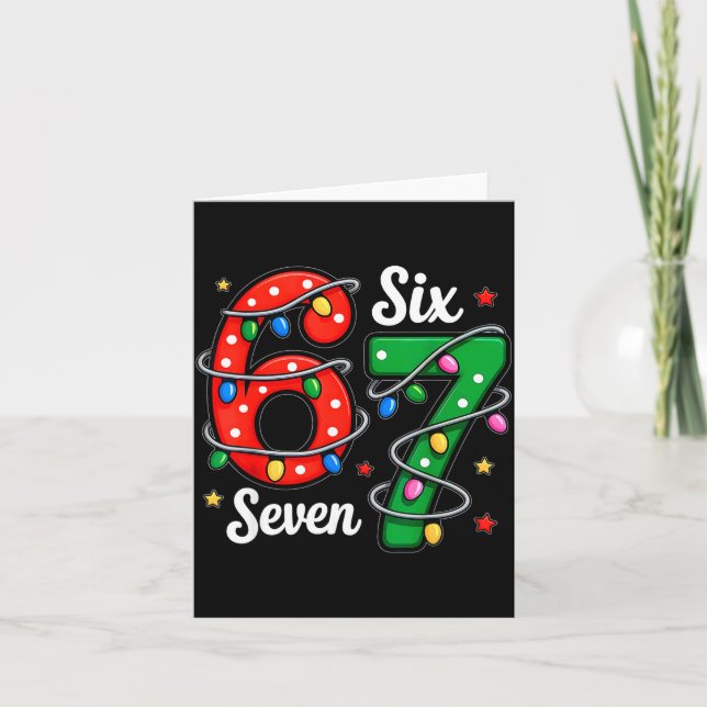 Cartão 67 Meme Six Seven Funny Christmas Pajamas Boys Gir (Frente)