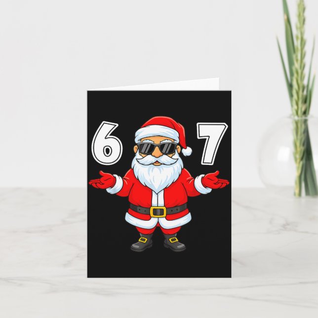 Cartão 67 Meme Six Seven Number 6 7 Funny Santa Xmas Chri (Frente)