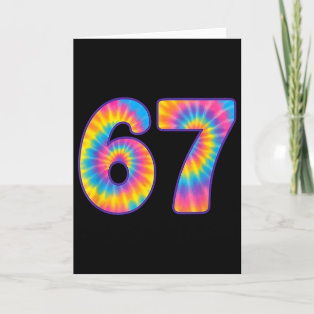 Cartão 67 Meme Tie Dye Retro Seis Sete  (Frente)