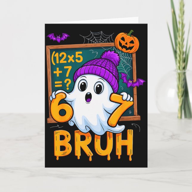 Cartão 67 Professor Fantasma de Halloween Seis Sete Meme  (Frente)